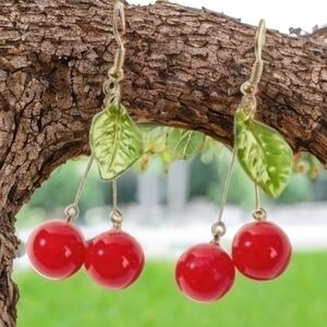 UNIQUE VINTAGE CHERRY ON TOP EARRINGS 1